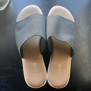 Kensie Charcoal Ribbed Mules